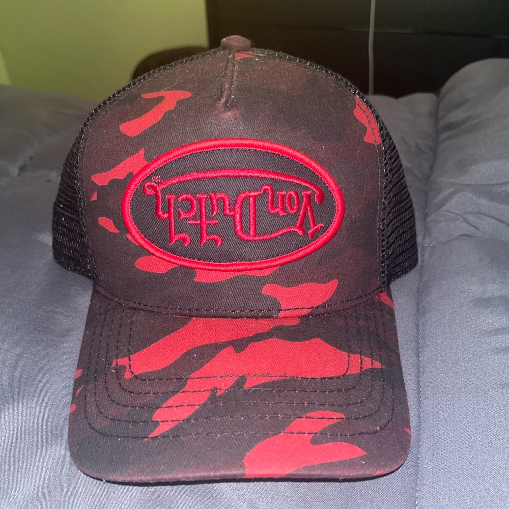 Von Dutch Red And Black Camo Hat